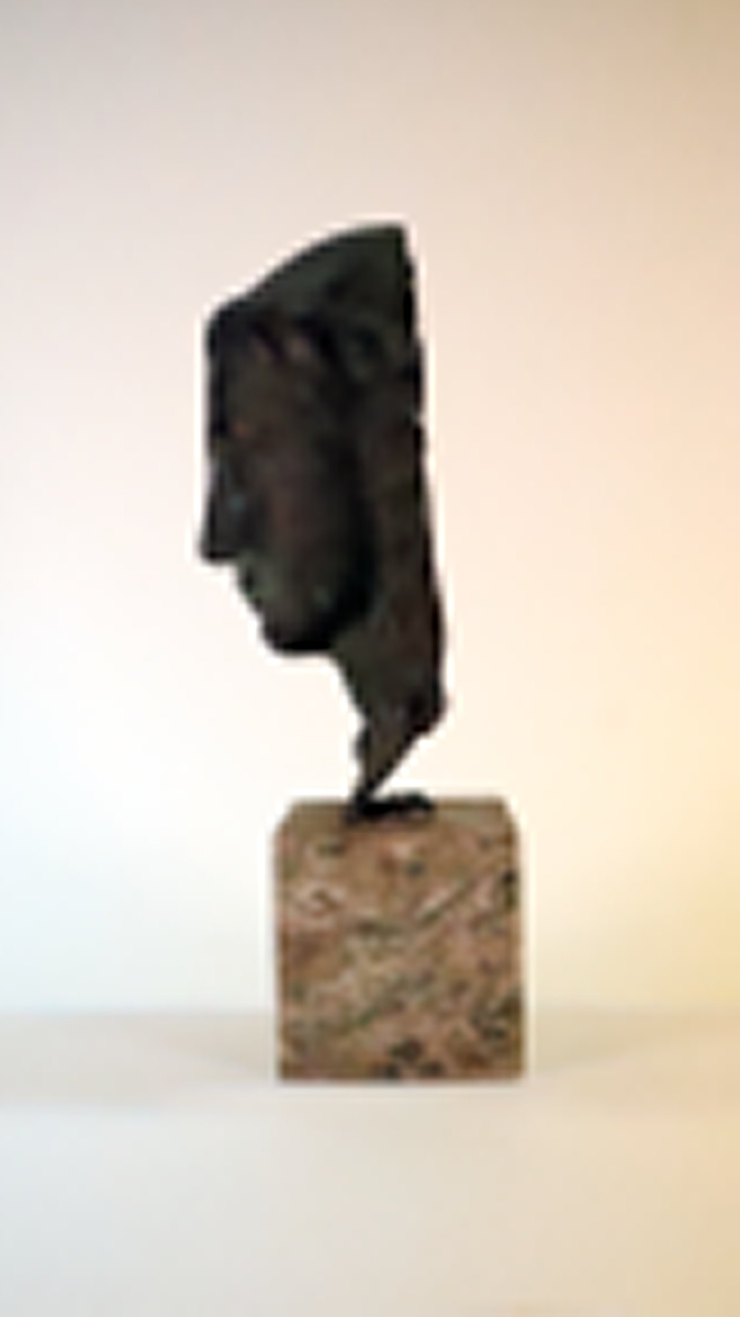 Kat. kort: Skulptur, brons, "Madonna" /ansiktsmask/ av Gösta Almgren, (f. 1888 d. 1954).