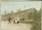 Skansen. Byggnader. Bollnässtugan. Kolorerat fotografi.