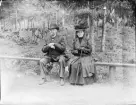 Herr och fru Hällbom sitter på en bänk, Uppland