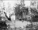 Dubbelexponerad - krocketspel i trädgården, Uppland