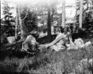 Man och kvinnor sitter i gräset, Uppland