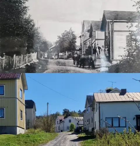 Bilder från Bruksvägen i Lugnvik, nu och då.