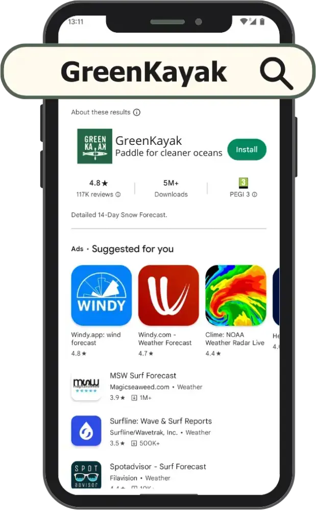 Bilder er en skjermdump av appen til greenkayak.org hvor en kan bestille tid for å låne kajakk ved museet