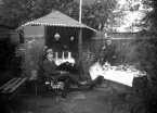 Fest i trädgården med mat och dryck