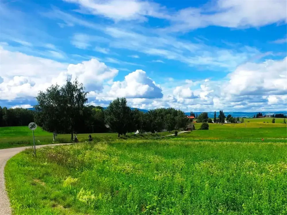 Vakkert landskap i Stange vestbygd