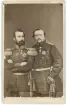Porträtt på kung Carl XV och Fredrik VII av Danmark.
