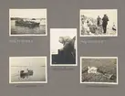 Sida ur fotoalbum från resan med WIKING X runt den skandinaviska halvön år 1925. Vyer från Gnestavik, Mellanskäret, Ulricehamn. Carl Barcklind diskar och sussar.