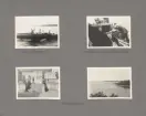 Sida ur fotoalbum från resan med WIKING X runt den skandinaviska halvön år 1925. Vyer från Karlskrona, ålfiskning i Ronnebyån och Stillerud.