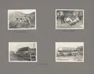 Sida ur fotoalbum från resan med WIKING X runt den skandinaviska halvön år 1925. Vyer från bad och picknick i Långedrag och varv i Lysekil.