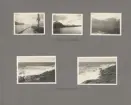 Sida ur fotoalbum från resan med WIKING X runt den skandinaviska halvön år 1925. Vyer från Nordangfjorden och Listerlandet.