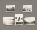 Sida ur fotoalbum från resan med WIKING X runt den skandinaviska halvön år 1925. Vyer från Stolsfjord, Trielodden, Sognefjorden och apan Jocke,