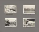 Sida ur fotoalbum från resan med WIKING X runt den skandinaviska halvön år 1925. Vyer från fotografering vid Sogns botten, Sye söstre och Nordfjorddal.