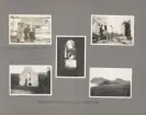 Sida ur fotoalbum från resan med WIKING X runt den skandinaviska halvön år 1925. Vyer från ombord QVIST i Bodö, Utsteins kloster vid Stavanger.