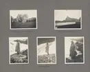 Sida ur fotoalbum från resan med WIKING X runt den skandinaviska halvön år 1925. Vyer från Utsteins kloster, Hestmanden och Forsåen.