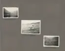 Sida ur fotoalbum från resan med WIKING X runt den skandinaviska halvön år 1925. Vyer från Sognesfjorden och Jössundsfjorden.