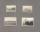 Sida ur fotoalbum från resan med WIKING X runt den skandinaviska halvön år 1925. Vyer från Besaker, Brennviken, Moldefjorden och människor samlade i Kristiansund.