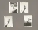 Sida ur fotoalbum från resan med WIKING X runt den skandinaviska halvön år 1925. Vyer av apan Jocke.