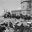 Musik i samband med utomhusgudstjänst på Stockholms örlogsstation. I bakgrunden Kastellet.