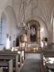 Idenors kyrka. Interiör sedd mot koret och predikstolen.
