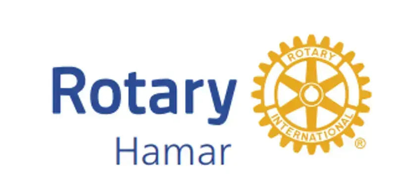 Logo med gull tannhjul og blå tekst på navnet.