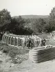 Byggandet av timmerränna, omkring år 1906 (enligt text i album).