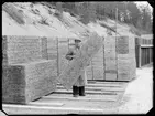 Fotografi i serie för identifiering av motiv ur A C Hultgrens fotosamling.

Kommentar:
Okänd vid Forsnäs AB i Österbymo.