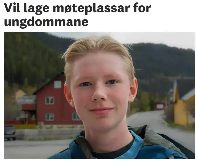 Avisoppslag med gutt