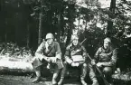 Soldater i ett skogsområde före slaget (enligt text i album). Text baksida kort: 