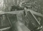 Militärt flygplan S 14 Storch nr 3811 efter haveri i skog utanför Finspång den 28 juni 1948.