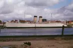 Tågfärjan Drottning Victoria till sjöss vid Travmünde, Tyskland.