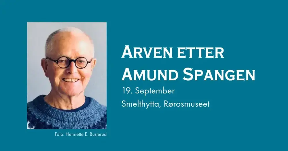 Dette er informasjon om et seminar. Det er også portrettbilde av Amund Spangen.