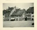 Historiska korsvirkeshus vid Münsterplatz i Überlingen, Tyskland (enligt text i album).