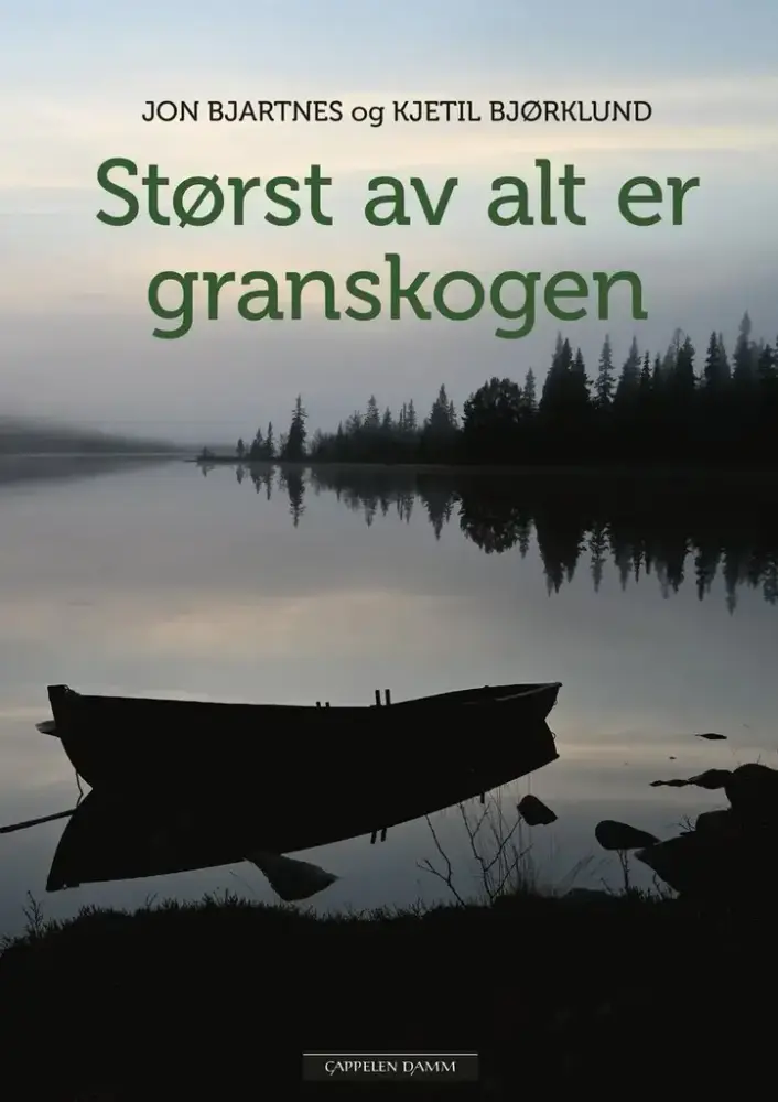 Bokomslag med tekst og bilde av en båt på skogstjern