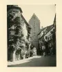 Gamla hus i Meersburg med stadsporten Obertor, Tyskland (enligt text i album).