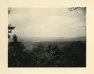 Utsikt från Haspel, Waldshut i Tyskland och floden Rhen samt skogs-och bergslandskapet på den Schweiziska sidan (text baksida kort och album).