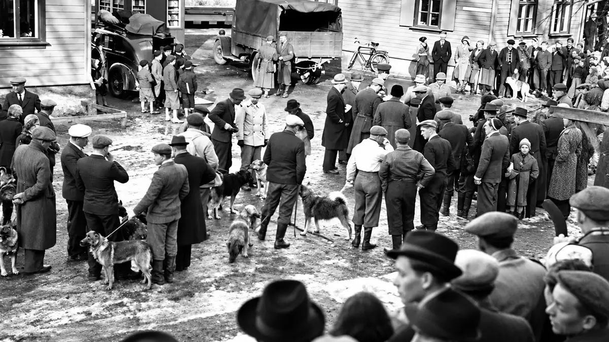 Fotografi fra Mysen jernbanestasjon 2. april 1944.